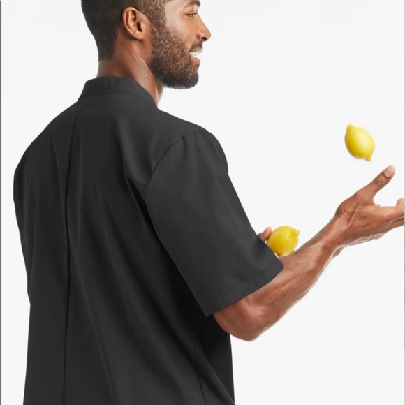 NWT! LIGHTWEIGHT Men's Black Double Breasted Chef Coat w/ Plastic Buttons, L - Picture 4 of 5